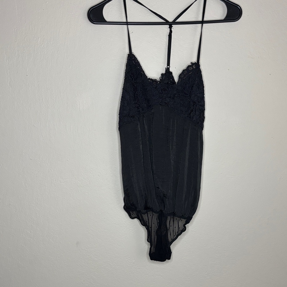 Free People Black Lace Bodysuit size small